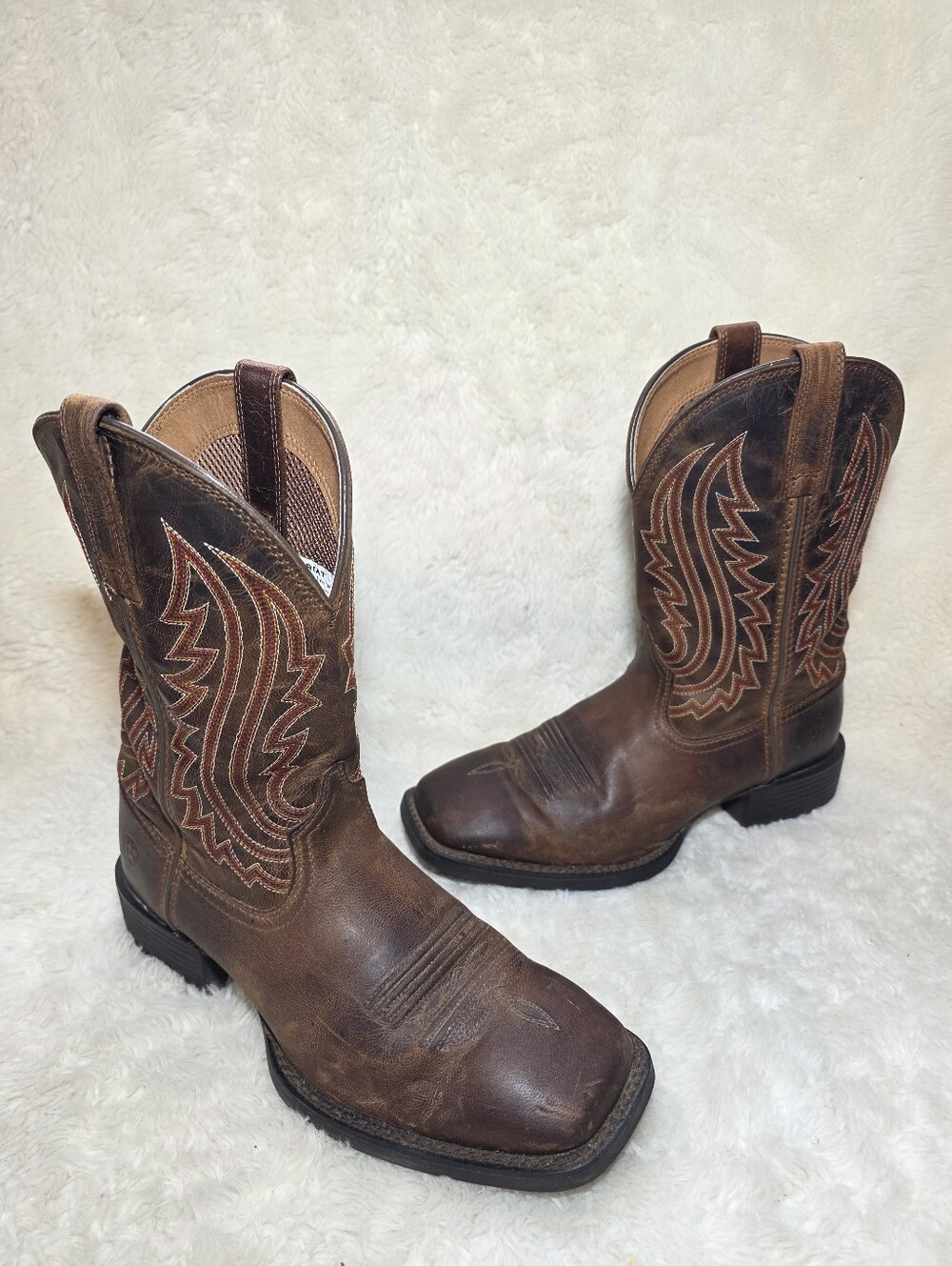 Ariat Men's Sport Big Country Square Toe Leather Cowboy Boots Brown 8 Wide